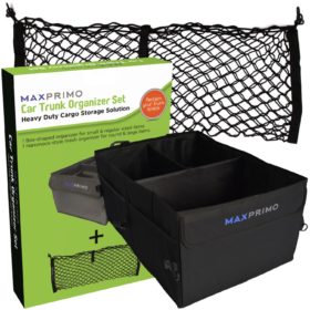 Car Trunk Organizer Set – Foldable Caddy Box and Net Storage